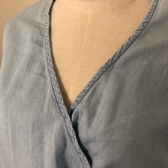 REFUGE DENIM Chambray Denim Longsleeve Jumpsuit or Playsuit, POCKETS! Size Large - Picture 4 of 13